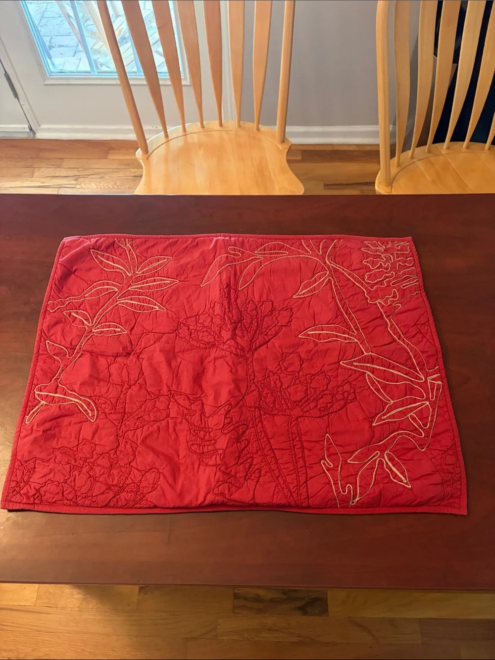 Set of 2 Pottery Barn Quilted Embroidered Floral Standard Pillow Sham Organic